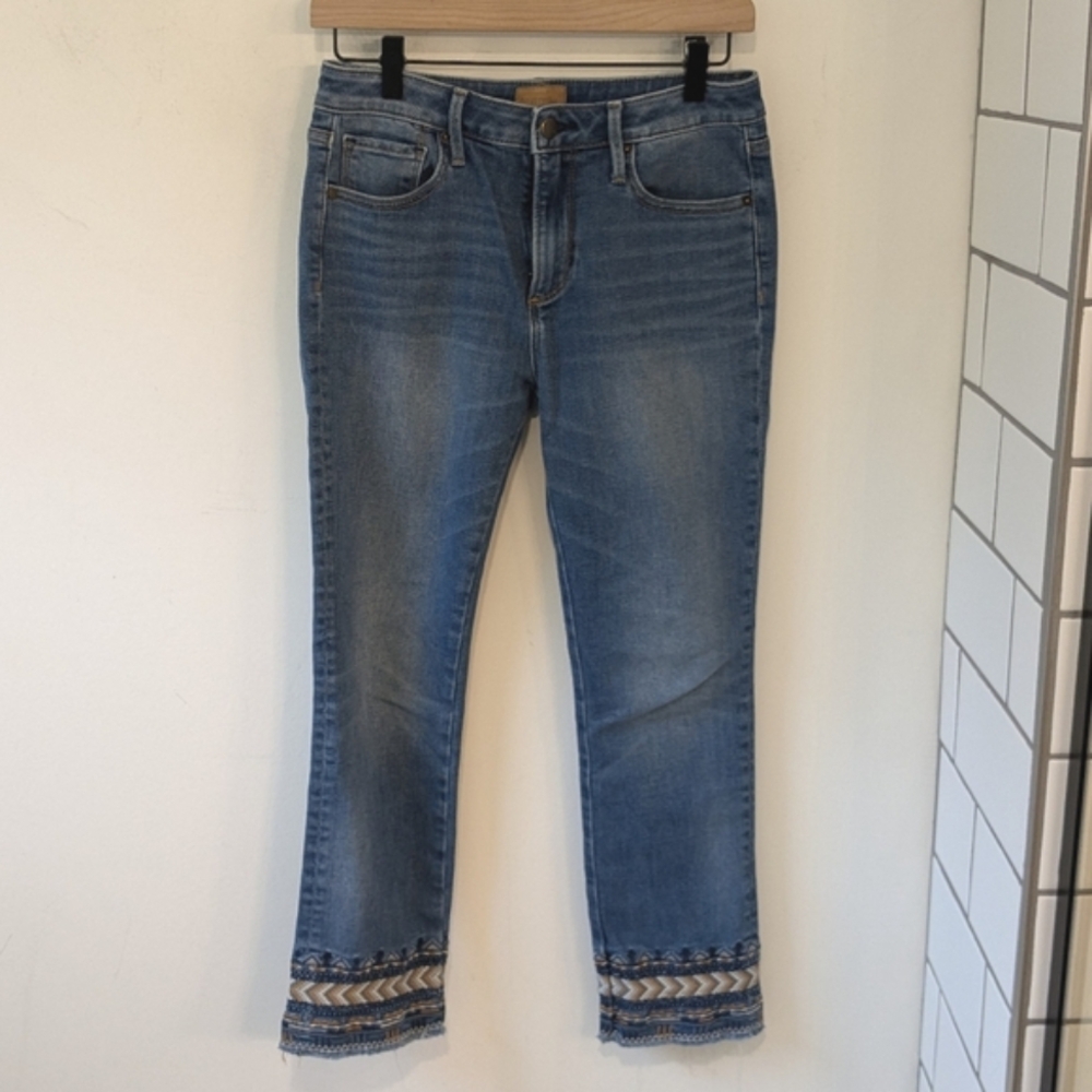 Driftwood Women's Colette Embroidered Hem Boho Festival Cropped Jeans Size 27